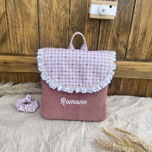 Sac à dos maternelle avec broderie anglaise
